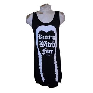 KILLSTAR‎ BLACK RESTING WITCH FACE DRESS Wednesday Adams Size L NWOT
